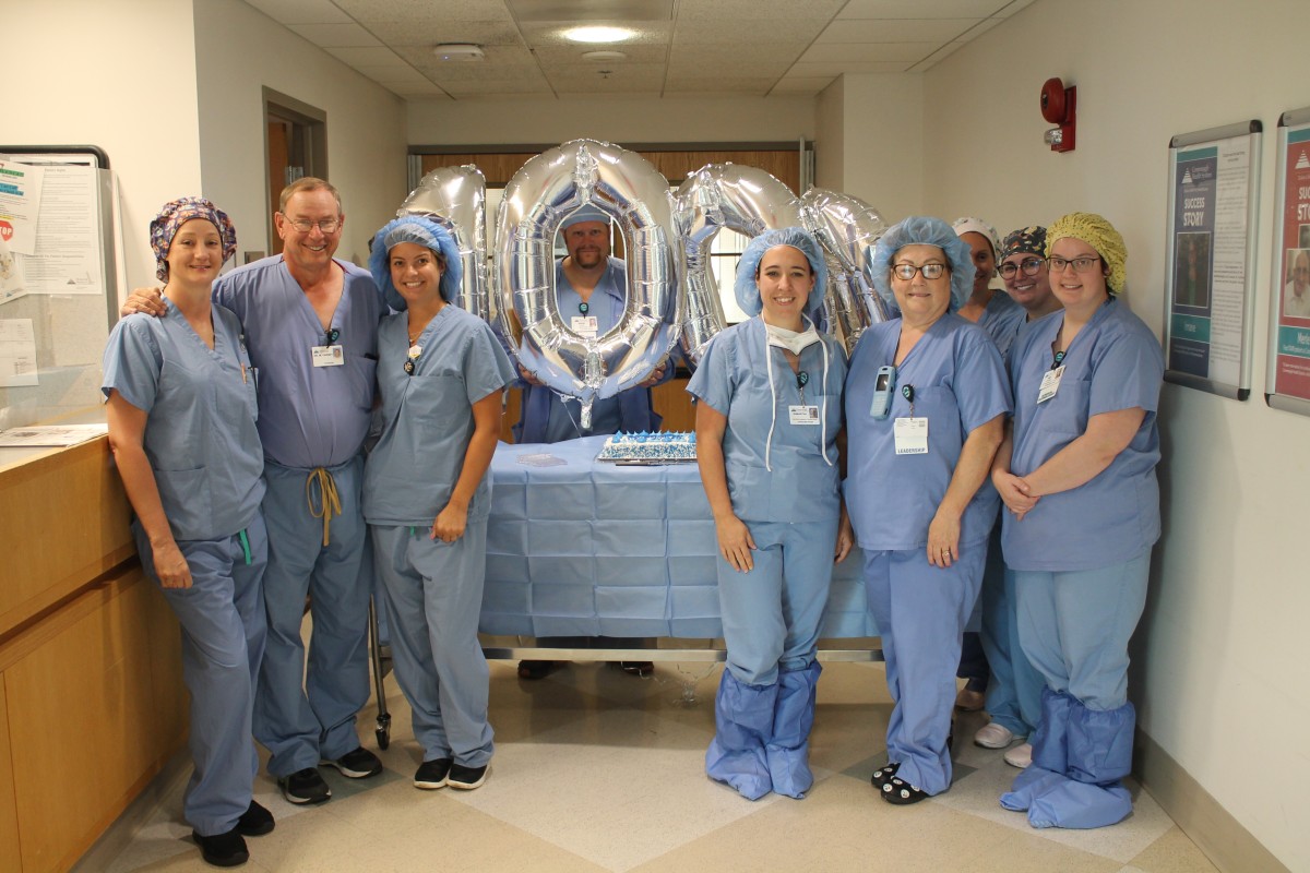 Left to Right: Richelle Rose CSR-CSFA, Dr. Carney, Courtney Baeckel CST-CFA, Shane Lloyd, OR Manager, Samantha Swarden CST, Tracy Dodson OR Director, Leighanne Pierce, RN, Ashley Debiase RN, Amy Raley, CST